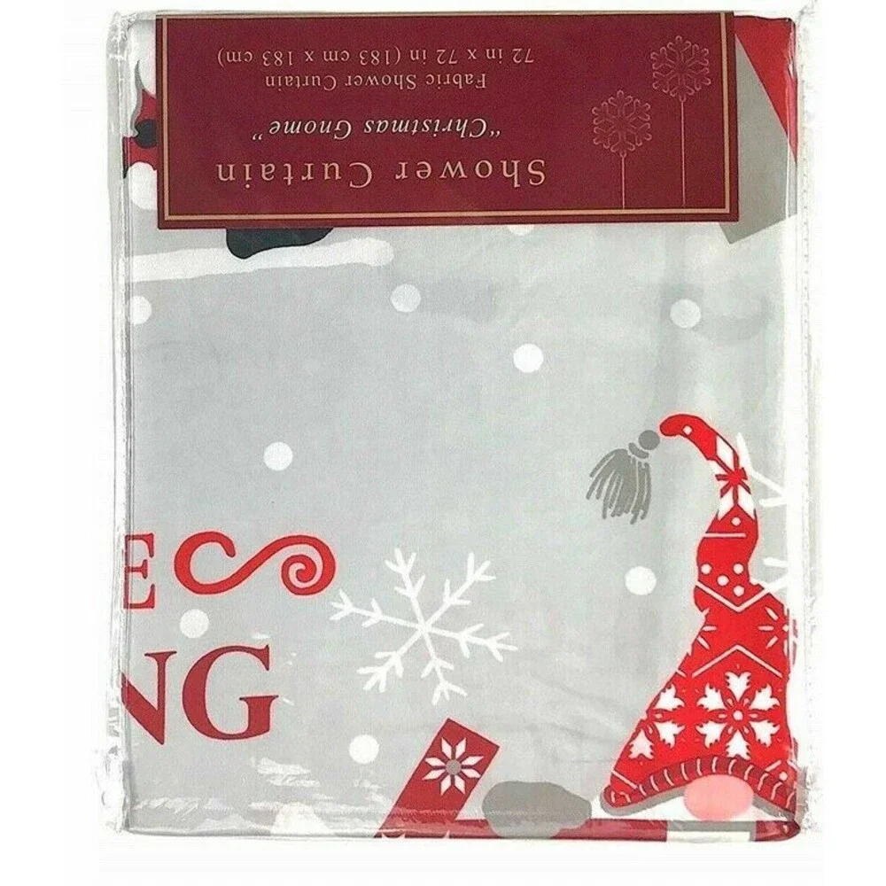 Avanti Christmas Shower Curtain Gnomes Fabric Holiday 72x72